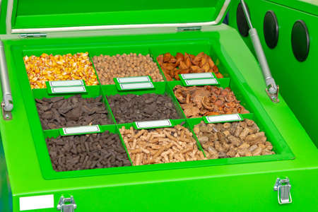 Assorment of Pellet Fuel in Stove Hopper for Winter Heating