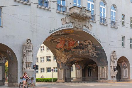 Szeged, Hungary - June 16, 2021: Historic Porta Heroum Landmark Heroes Gate in Szeged, Hungary.のeditorial素材