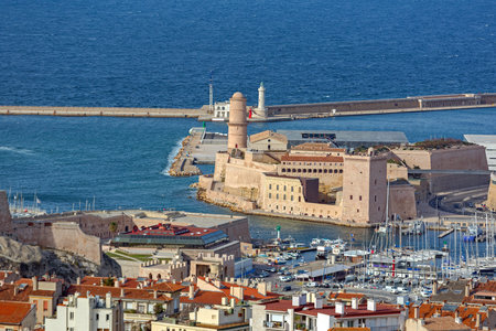 Aerial View of Marseille France Sunny Winter Dayのeditorial素材