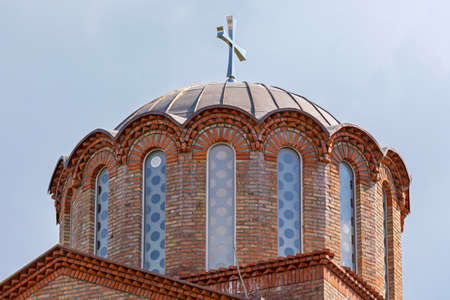 Silver Cross at Top of Church Dome in Zemun Serbiaの写真素材