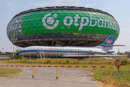 Belgrade, Serbia - July 05, 2021: Aeronautical Museum Building at Nikola Tesla Airport in Belgrade, Serbia.のeditorial素材