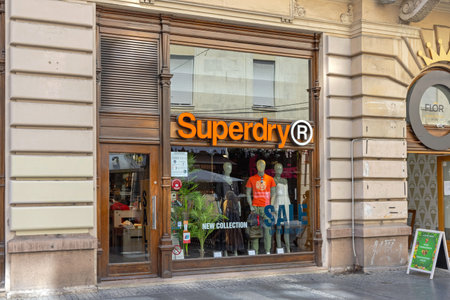 Belgrade, Serbia - August 08, 2021: Superdry Shop at Knez Mihailova Street in Belgrade, Serbia.のeditorial素材