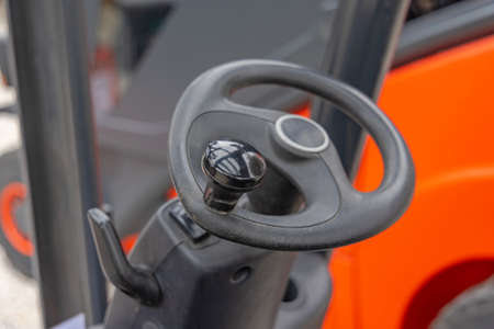 Forklift Steering Wheel With Ball Spinner Knob Power Handleの写真素材