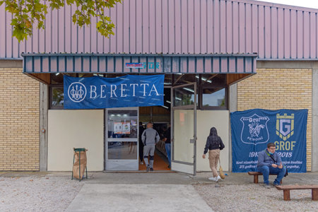 Novi Sad, Serbia - September 21, 2021: Beretta Company Expo Hall at Hunting Fishing and Agriculture Trade Fair.のeditorial素材