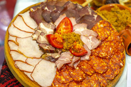 Deli Meat Traditional Serbian Food Served at Buffetの写真素材
