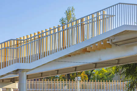 Modern Staircase Bridge for Pedestrians Street Overpassの写真素材