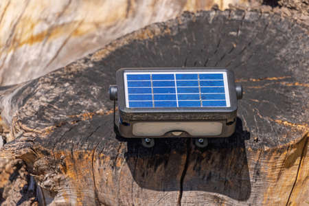 Led Lamp Reflector With Solar Panel at Treeの写真素材