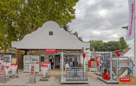 Novi Sad, Serbia - September 21, 2021: Farm Equipment Automation Schauer Company at Agriculture Expo Fair.のeditorial素材