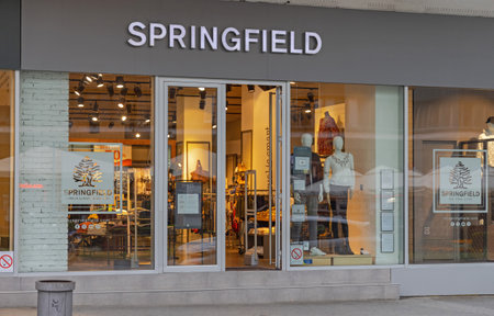 Novi Sad, Serbia - September 21, 2021: Springfield Fashion Store at Modene Street in Novi Sad.のeditorial素材