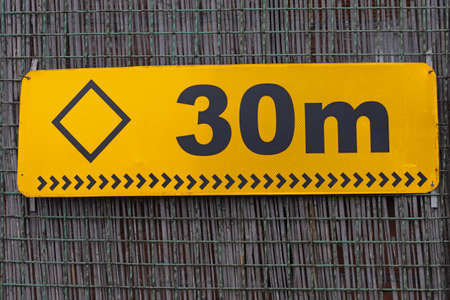 Thirty Meters Yellow Reflective Sign Arrows