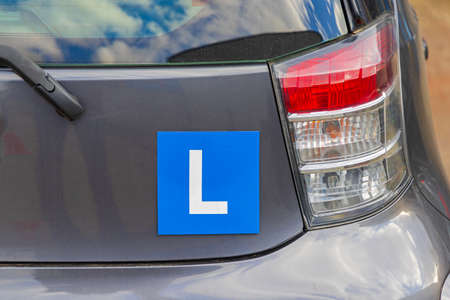 New Driver Blue L Sign Plate at Small Car