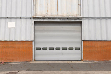Automatic Roll Cargo Door at Big Warehouseの写真素材