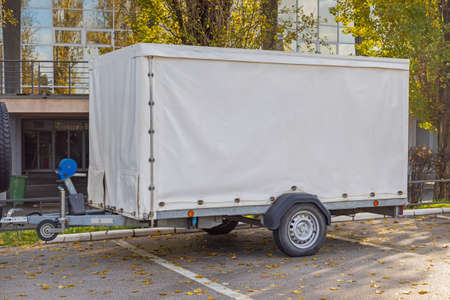 Single Axle Trailer With White Canvas Box Cover