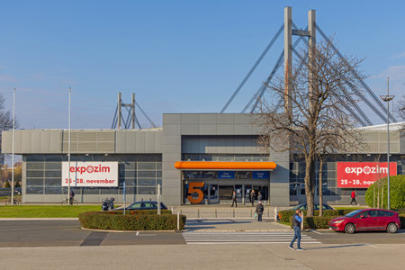 Belgrade, Serbia - November 25, 2021: Winter Sports Ski Equipment Tourism and Recreation Expo Zim at Fairground.のeditorial素材