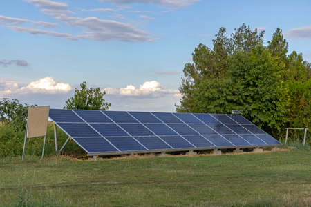 Array of Multiple Solar Panels System Generate Electricity in Field