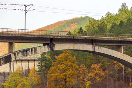 Concrete Arch Span Railroad Bridge Over West Morava Riverの写真素材