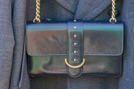 Black Leather Clutch Bag at Flea Market
