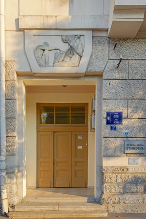 Belgrade, Serbia - October 01, 2021: Entrance to Music School Stankovic Founded in 1911 Within the Singing Association.のeditorial素材