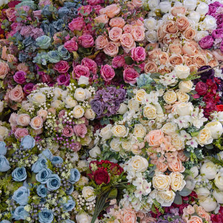 Vintage Style Artificial Silk Roses Faux Flowers Bouquet