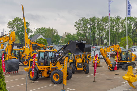 Belgrade, Serbia - April 28, 2022: Famous British Manufacturer of Construction Equipment Jcb at Trade Fair Expo.のeditorial素材