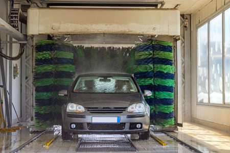 Drive Through Automatic Car Wash Machine Tunnelの写真素材