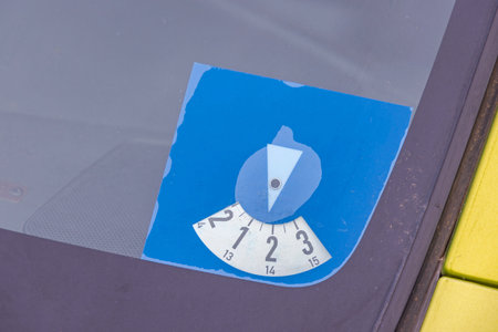 Arrival Time Parking Disc Cover in Vehicle Windscreenの写真素材