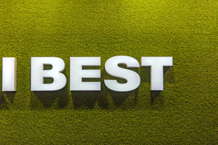 White 3d Sign Best at Artificial Green Grass Wall