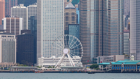 Large White Ferris Wheel Tourist Attraction in Hong Kong
