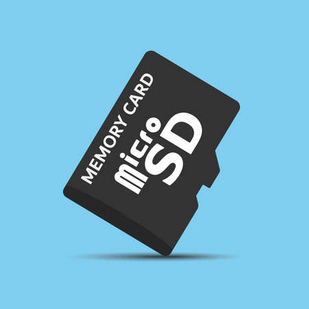 Memory  Micro SD card vector on blue backgroundのイラスト素材