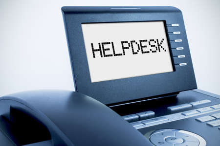 Modern phone with a display sign helpdeskの写真素材