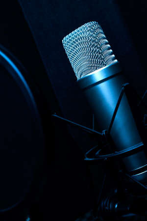 Condenser microphone in studioの写真素材