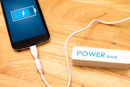 Phone charging with energy bank の写真素材