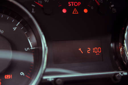 Information about the approaching service on the car dashboardの写真素材