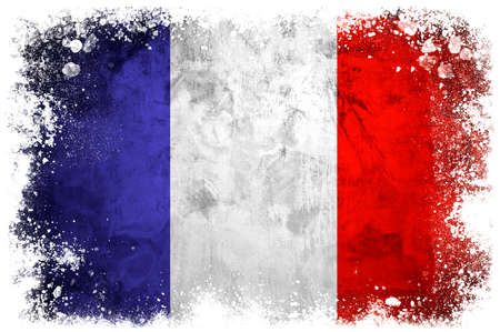 National flag of France on grunge concrete backgroundの写真素材