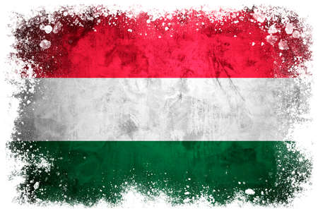 National flag of Hungary on grunge concrete backgroundの写真素材