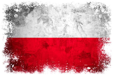 National flag of Poland on grunge concrete backgroundの写真素材