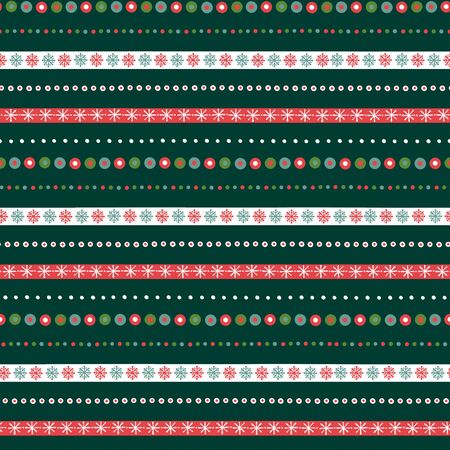 Seamless Christmas pattern with ornamental stripes and snowflakesの写真素材
