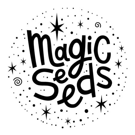 Marijuana quote Magic Seeds. Cannabis lettering. Vector weed illustration for poster sticker logo print t shirt.のイラスト素材