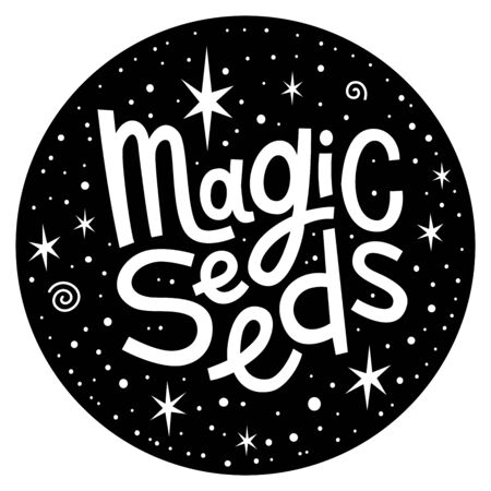 Marijuana quote Magic Seeds. Cannabis lettering. Vector weed illustration for poster sticker logo print t shirt.のイラスト素材