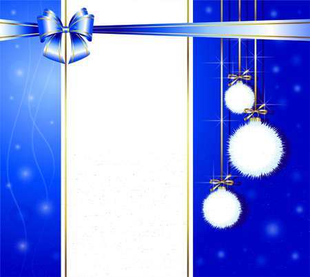 Christmas and new year holiday card with fluffy ballsのイラスト素材