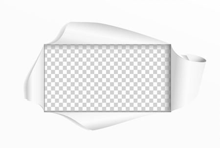 Hole in paper. Cut square frame. Frame with different curved edges of paper. Design element  poster, banner, invitation, booklet.  Vectorのイラスト素材