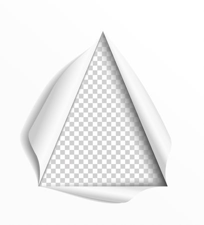 Hole in paper isolated on white background. Triangle.  Frame with different curved edges of paper. Design element. Vectorのイラスト素材