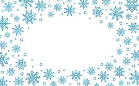 Christmas abstract background with snowflakes. Round winter pattern with falling and flying snowflakes and empty space for text. Isolated. Vector illustrationのイラスト素材