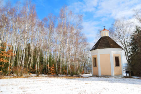 Chapel of saint Karel Boromejsky in the woods near the town of Telc, Czech Republicの写真素材