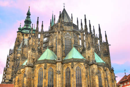 Saint Vitus gothic Cathedral in Prague, Czech Republicの写真素材