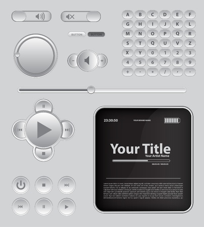 Light Web UI Elements Design Gray  Elements  Buttons, Switchers, Sliderのイラスト素材
