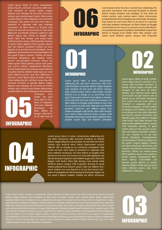 Minimal Retro Numbered infographic and Presentation with six number and textbox のイラスト素材
