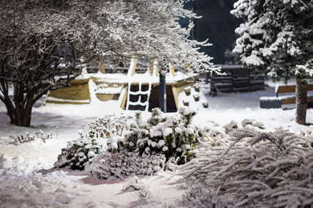 Winter Playground in front of the Court in Krakowの写真素材