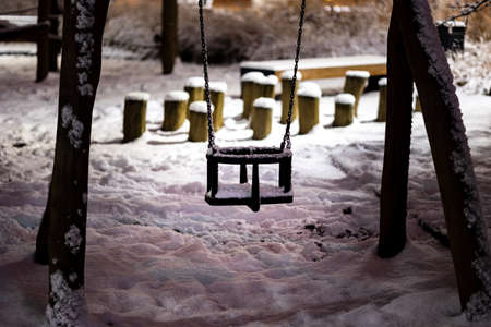 Winter Playground in front of the Court in Krakowの写真素材