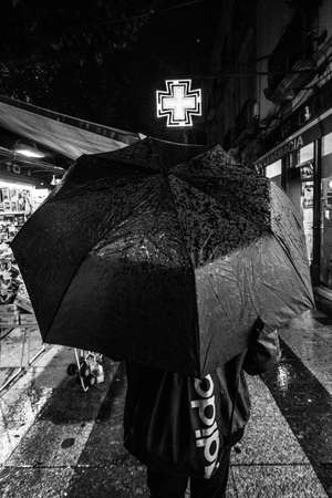 Rain in a city
